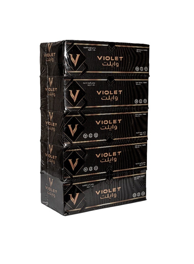 Violet Soft Facial Tissue 150 Sheets x 2 Ply Pack of 5 - Image 1